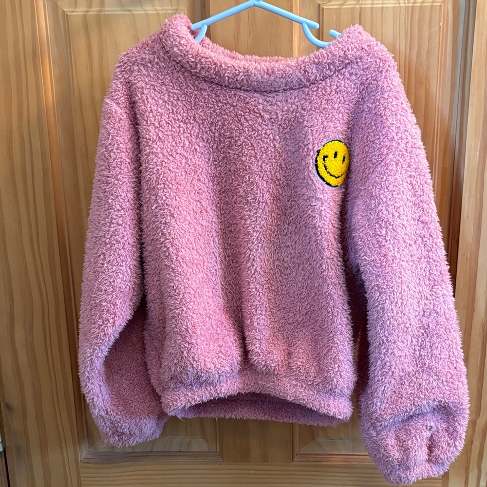 BRIGHT SMILEY FUZZY SWEATER